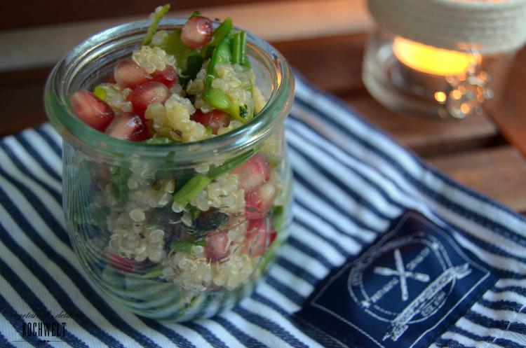 Picknick-Salat aus Quinoa, Erbsen und Granatapfel